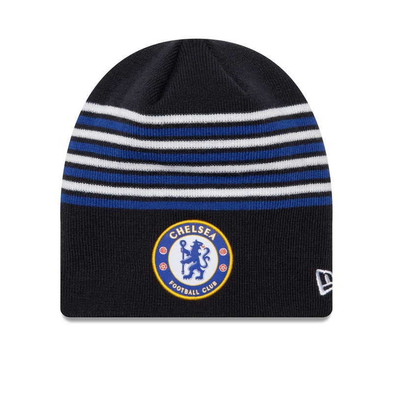Chelsea FC Lion Crest Stripe Blue Beanie Hat