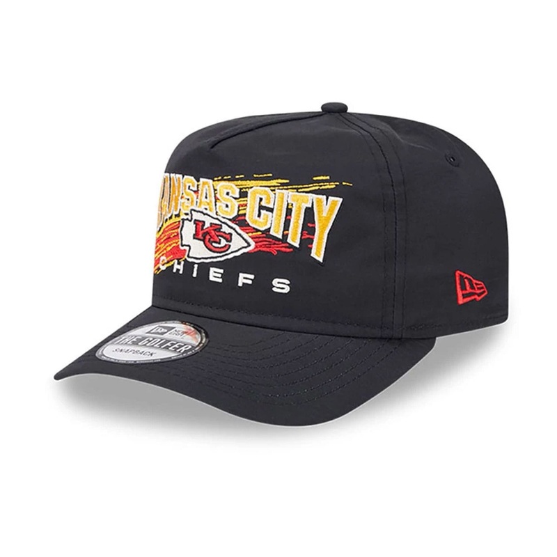 Kansas City Chiefs Throwback Brush Black Golfer Clipback Adjustable Cap