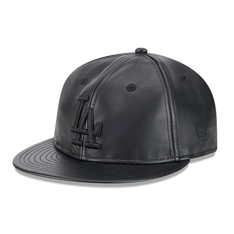 LA Dodgers Genuine Leather Black Retro Crown 9FIFTY Strapback Cap