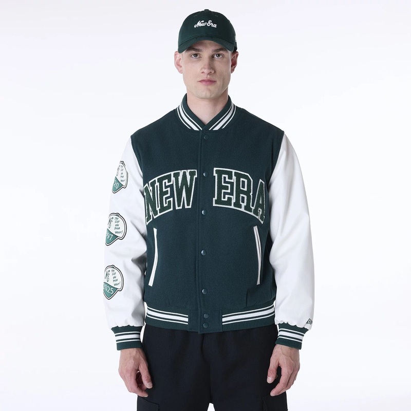 New Era Patch Dark Green Varsity Jacket