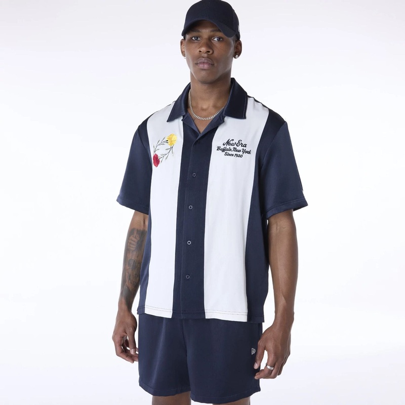 New Era Stripe Revere Navy Short Sleeve Shirt