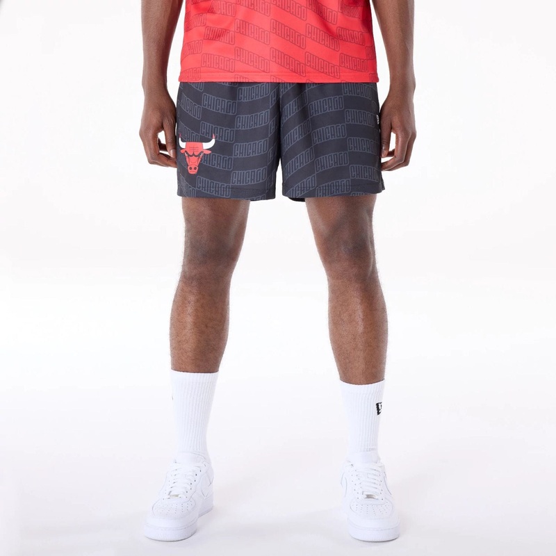 Chicago Bulls NBA All Over Print Graphic Black Shorts