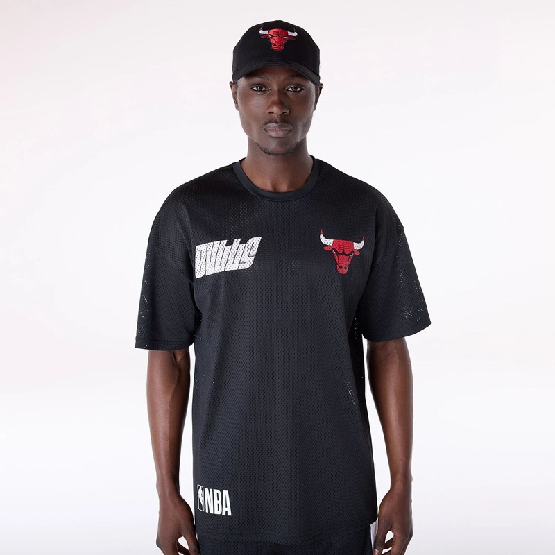 Chicago Bulls NBA Graphic Black Mesh T-Shirt