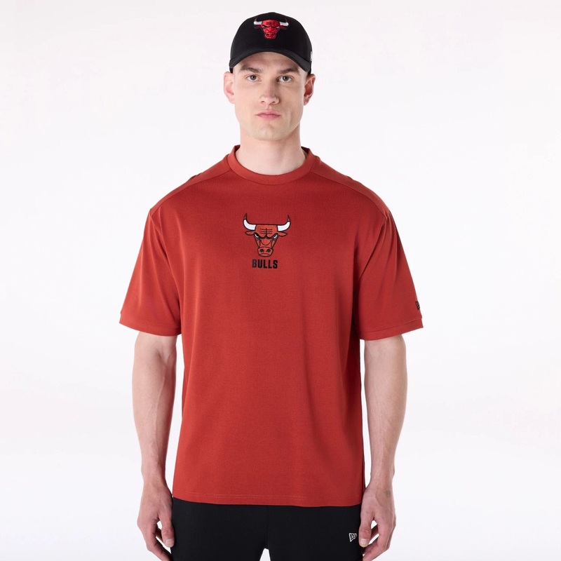 Chicago Bulls NBA Wordmark Red Oversized T-Shirt