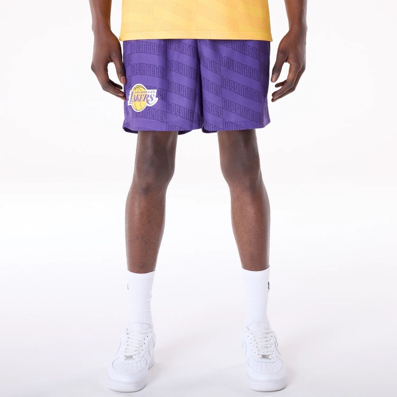 LA Lakers NBA All Over Print Graphic Purple Shorts