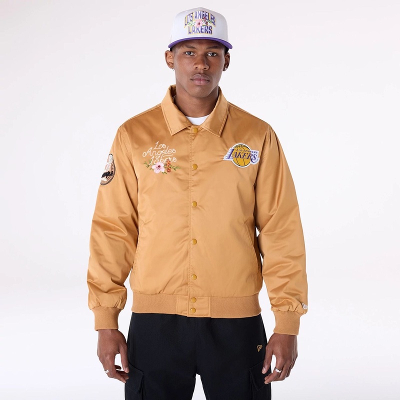 LA Lakers NBA Floral Dark Beige Jacket