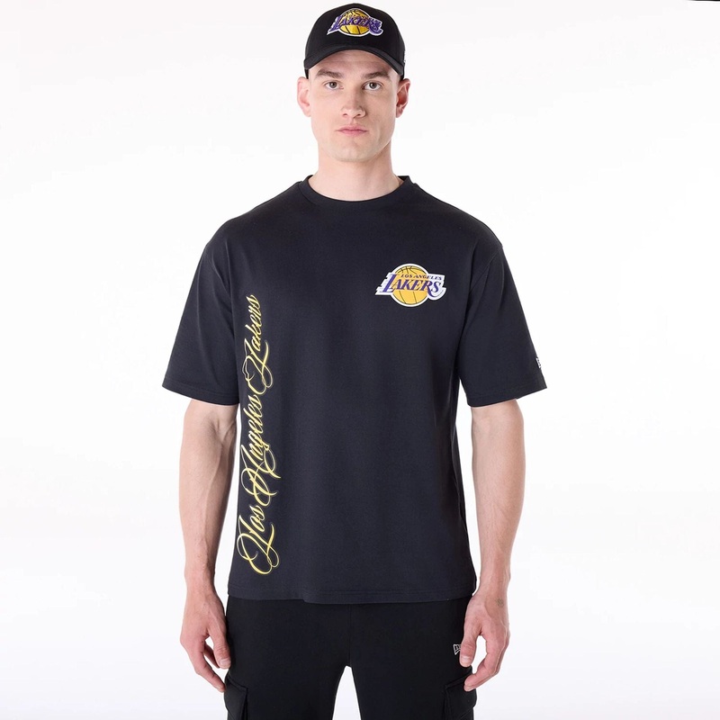 LA Lakers NBA Font Graphic Black T-Shirt