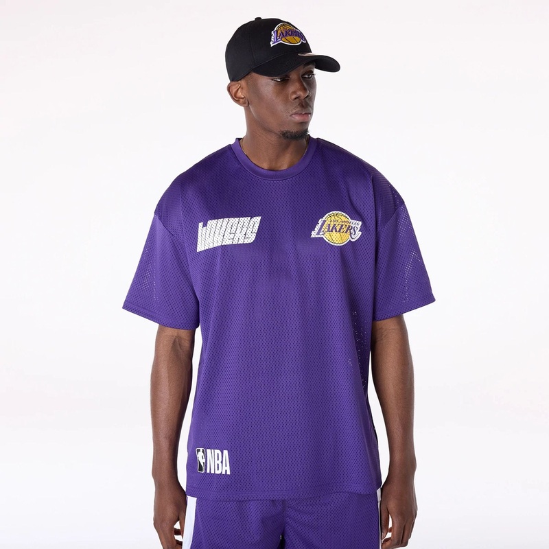 LA Lakers NBA Graphic Purple Mesh T-Shirt
