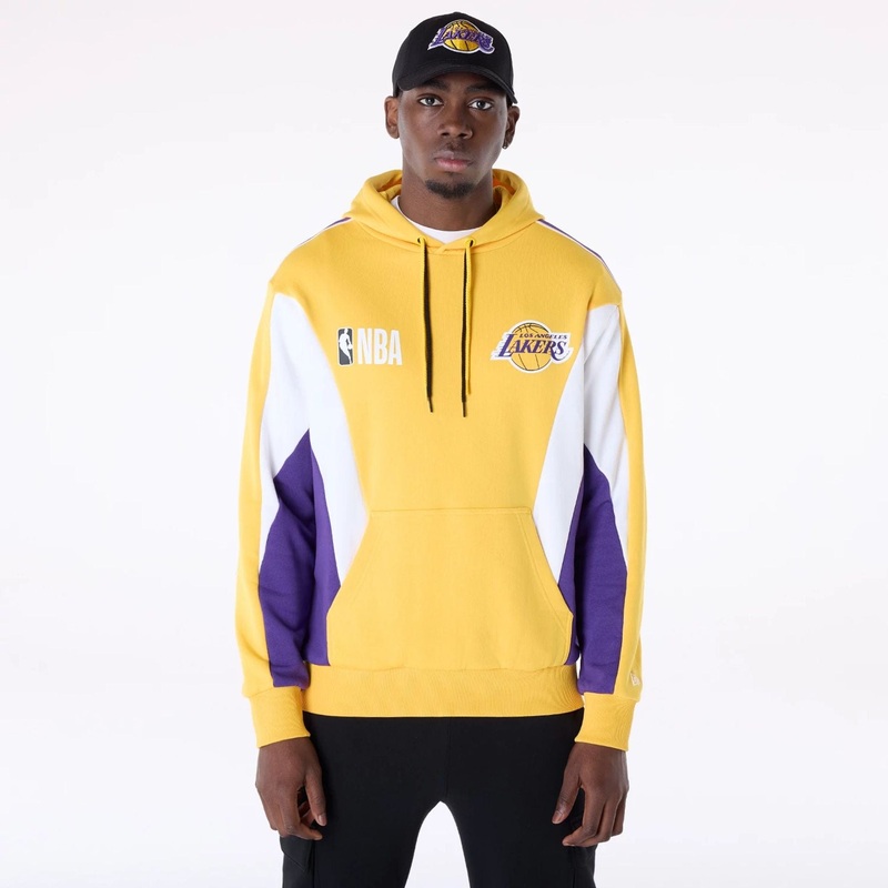 LA Lakers NBA Graphic Yellow Oversized Pullover Hoodie