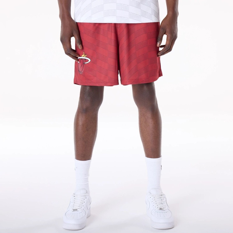 Miami Heat NBA All Over Print Graphic Dark Red Shorts