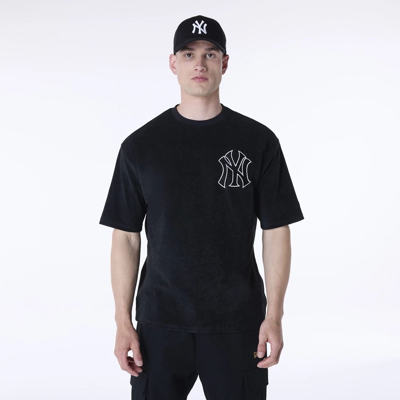 New York Yankees MLB Towelling Black Oversized T-Shirt