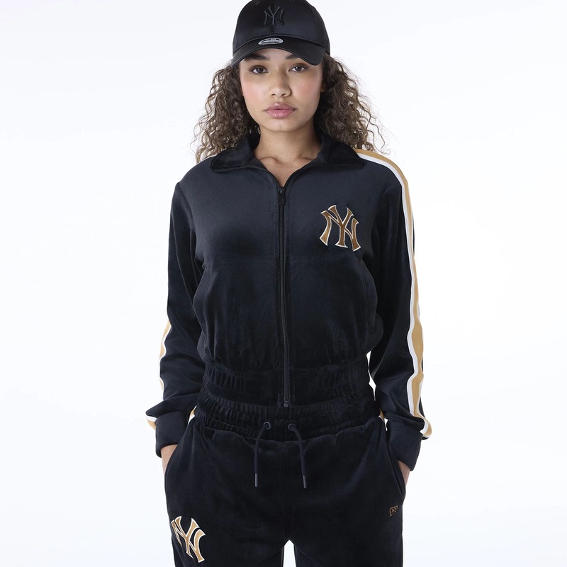 New York Yankees Womens MLB Velour Black Track Jacket