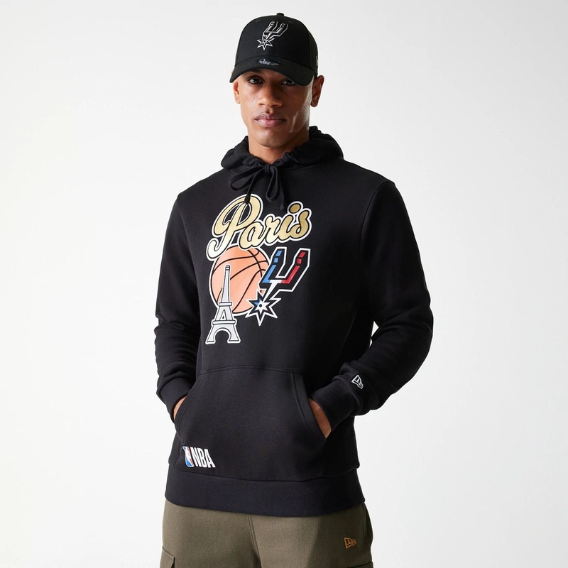 San Antonio Spurs NBA Paris Games 2025 Black Pullover Hoodie