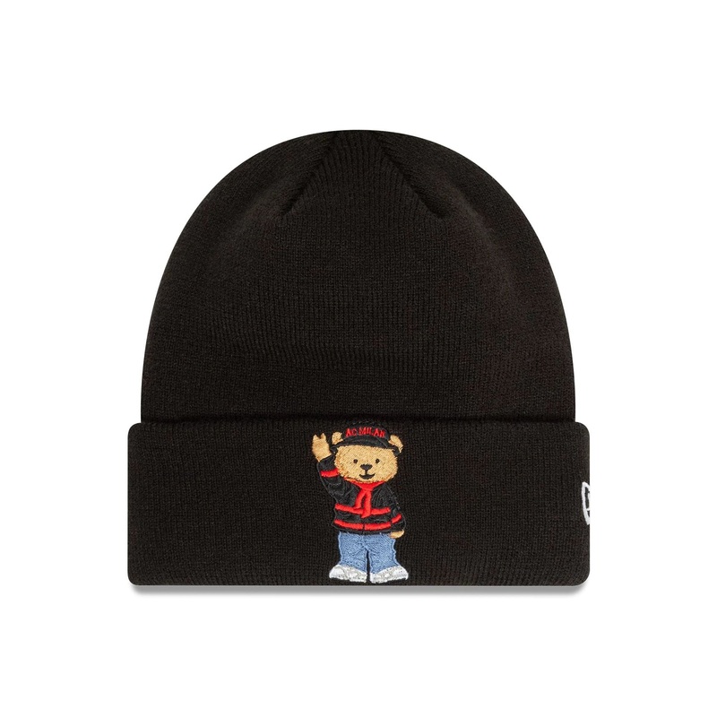 AC Milan Kids Bear Black Cuff Knit Beanie Hat