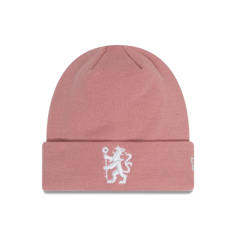 Chelsea FC Lion Crest Seasonal Pop Dark Pink Cuff Knit Beanie Hat