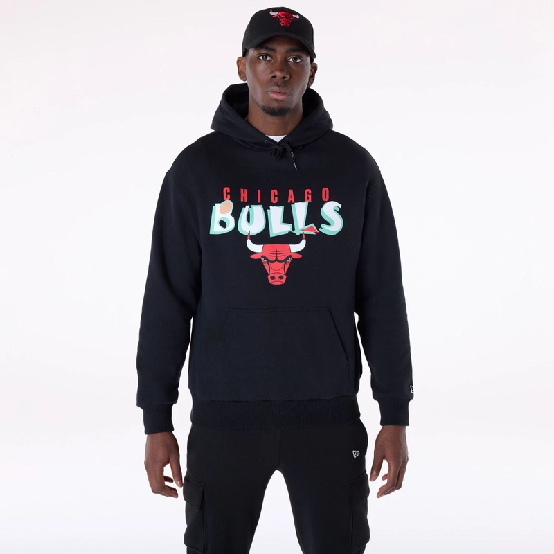 Chicago Bulls NBA Graphic Oversized Pullover Hoodie