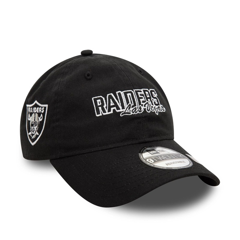 Las Vegas Raiders NFL Script Black 9TWENTY Adjustable Cap