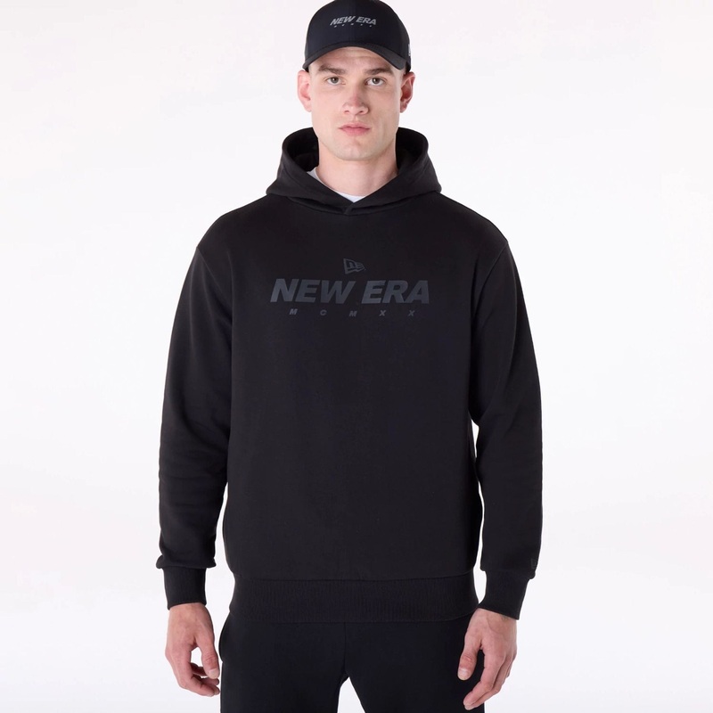 New Era Flag Logo Black MCMXX Oversized Pullover Hoodie