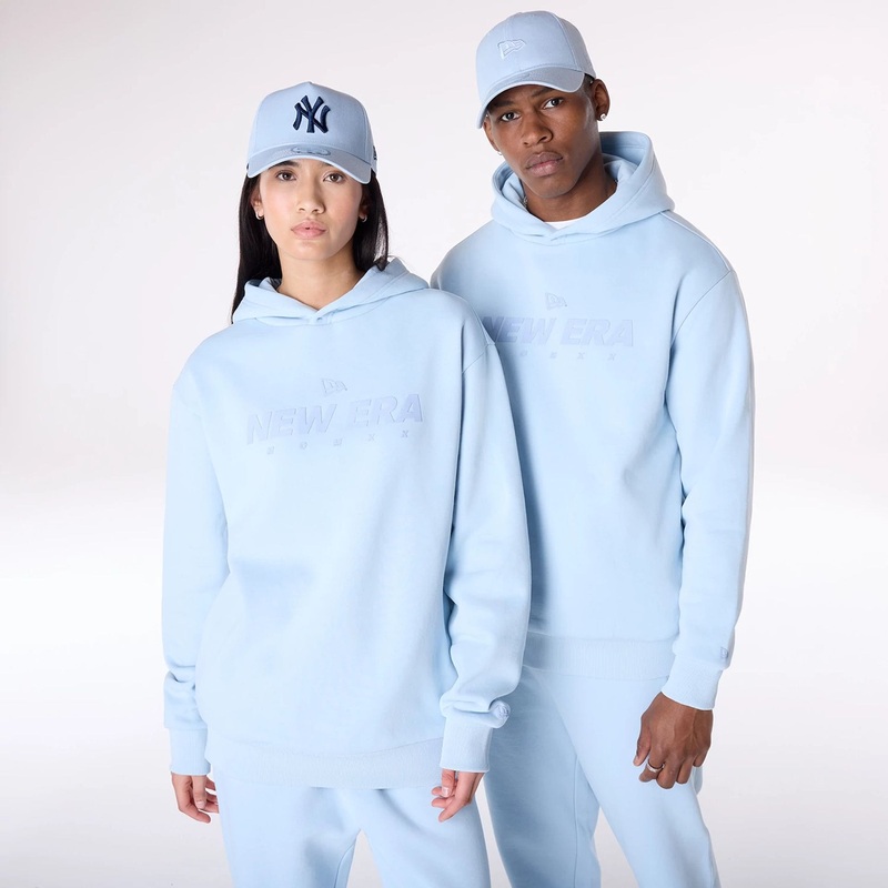 New Era Flag Pastel Blue Oversized Pullover Hoodie