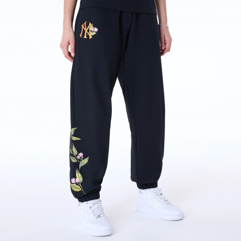 New York Yankees Womens MLB Floral Black Joggers