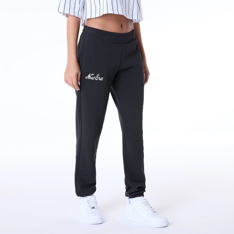 Womens New Era Script Black Joggers