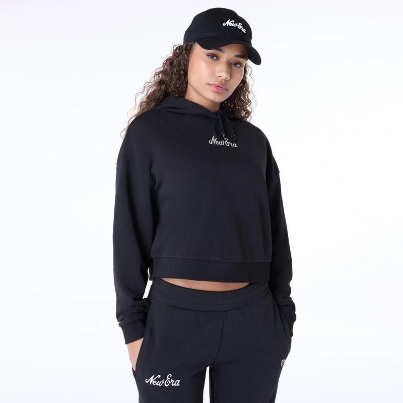 Womens New Era Script Black Pullover Hoodie