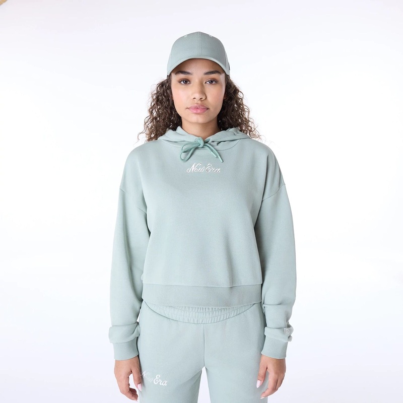 Womens New Era Script Pastel Green Pullover Hoodie