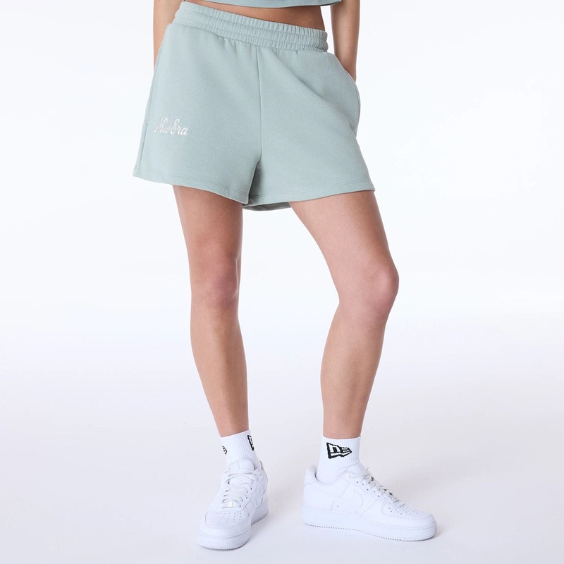 Womens New Era Script Pastel Green Shorts