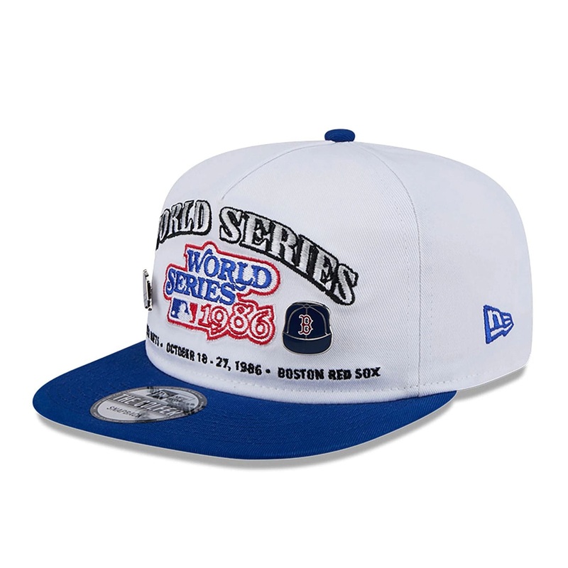 Boston Red Sox VS New York Mets Championship Pin White Golfer Adjustable Cap