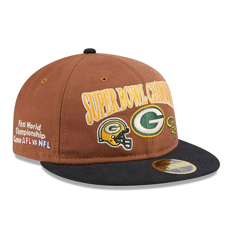 Green Bay Packers NFL Champions Dark Beige Retro Crown 59FIFTY Fitted Cap