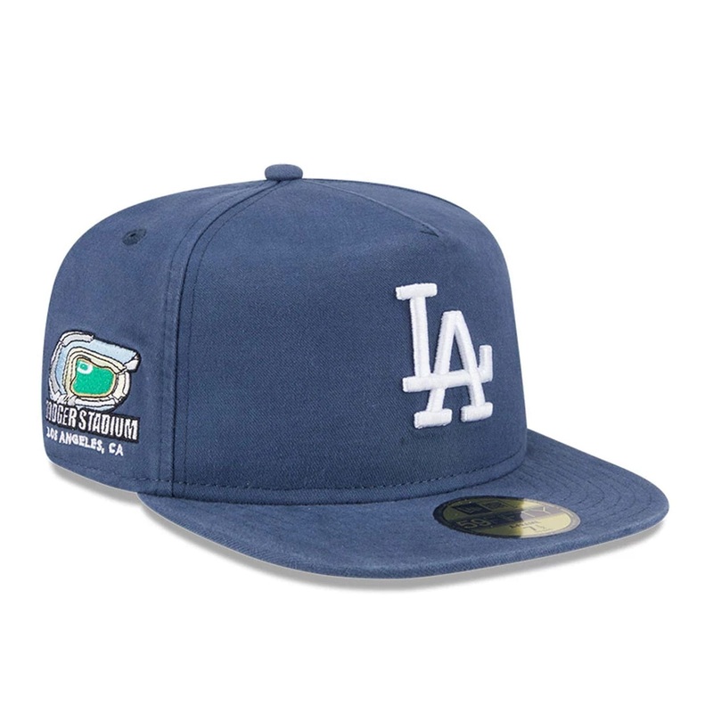 LA Dodgers Championship Side Flag Dark Blue 59FIFTY A-Frame Fitted Cap