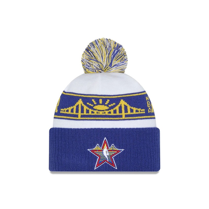 NBA All Star Game 2025 Logo White Bobble Knit Beanie Hat