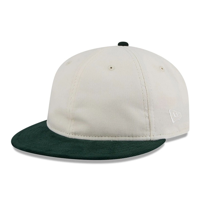 New Era Micro Cord White and Dark Green Retro Crown 59FIFTY Fitted Cap