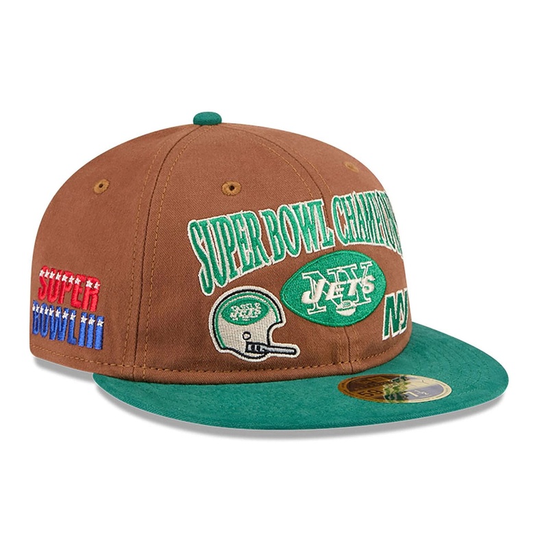 New York Jets NFL Champions Dark Beige Retro Crown 59FIFTY Fitted Cap