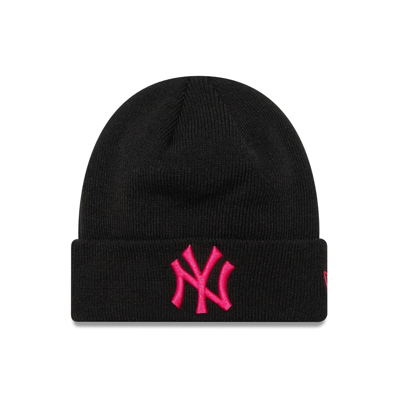New York Yankees League Essential Youth Black and Pink Cuff Knit Beanie Hat