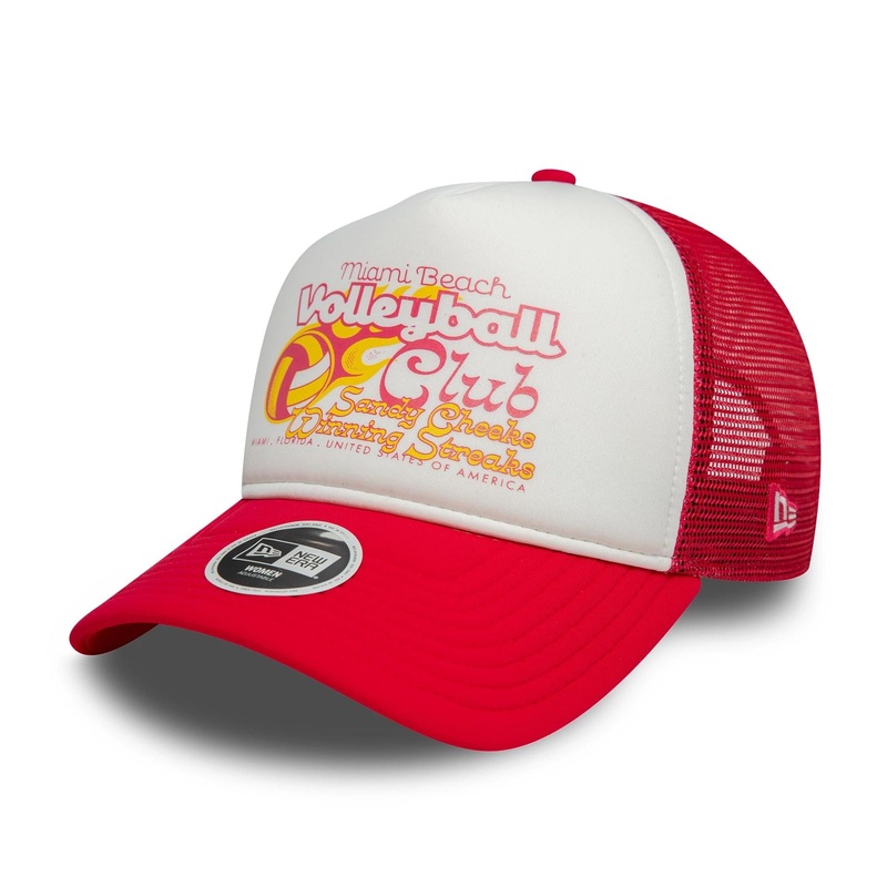 Womens New Era Foam Bright Pink 9FORTY A-Frame Trucker Adjustable Cap