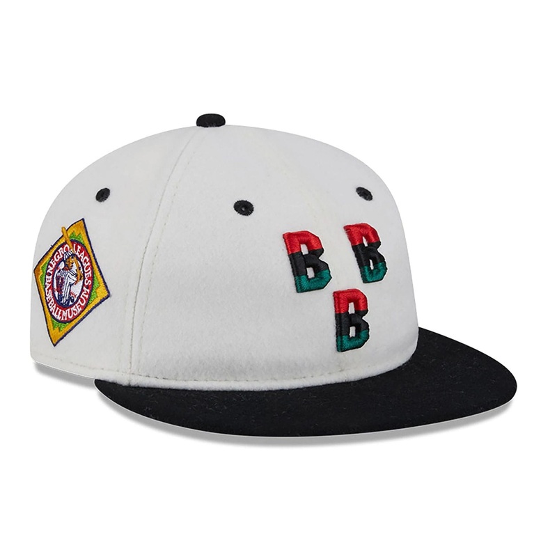 Birmingham Black Barons Tri-Colour Logo White Retro Crown 9FIFTY Snapback Adjustable Cap