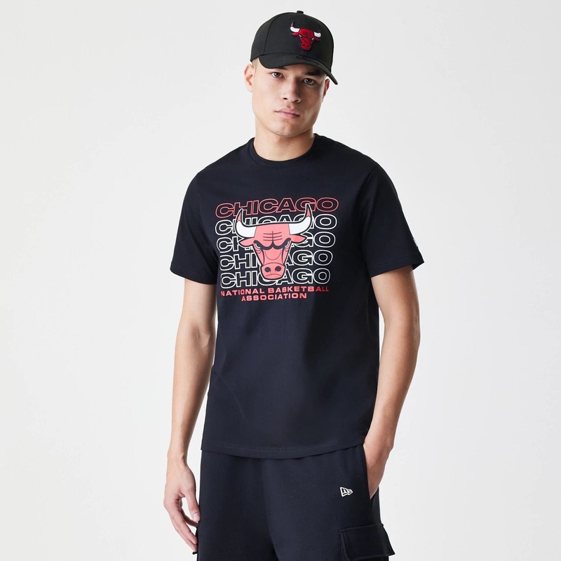 Chicago Bulls NBA Stack Wordmark Black T-Shirt