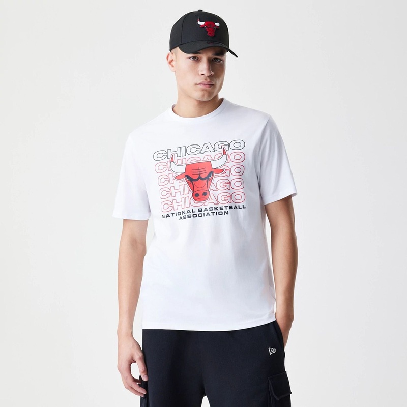 Chicago Bulls NBA Stack Wordmark White T-Shirt