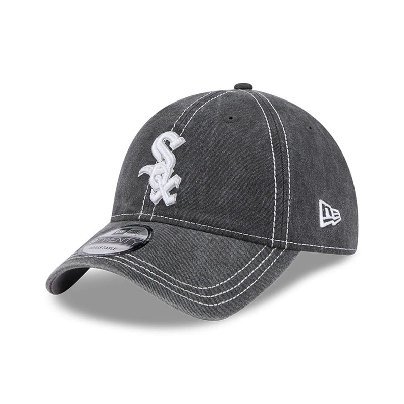 Chicago White Sox Washed Contrast Black 9TWENTY Adjustable Cap