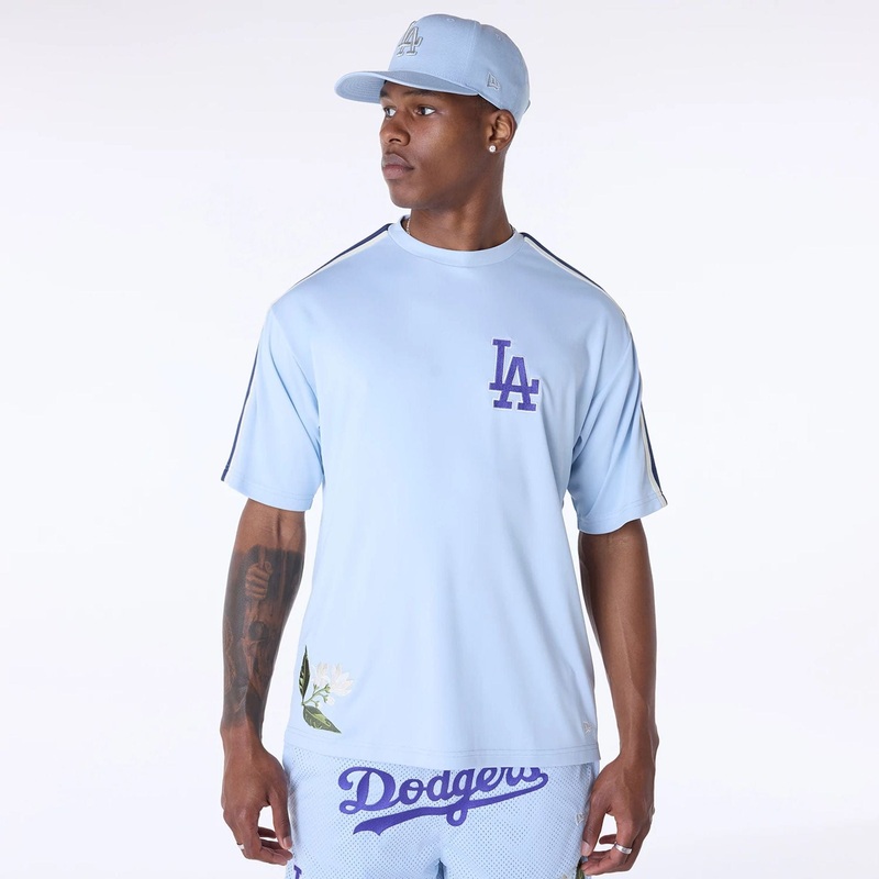 LA Dodgers MLB Floral Pastel Blue Oversized T-Shirt