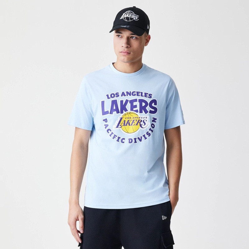 LA Lakers NBA Bubble Wordmark Pastel Blue T-Shirt