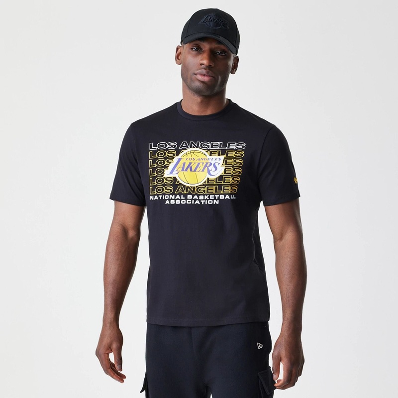 LA Lakers NBA Stack Wordmark Black T-Shirt