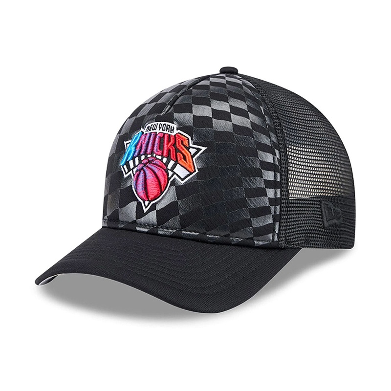 New York Knicks Gradient Raceway Black 9FORTY M-Crown A-Frame Trucker Adjustable Cap