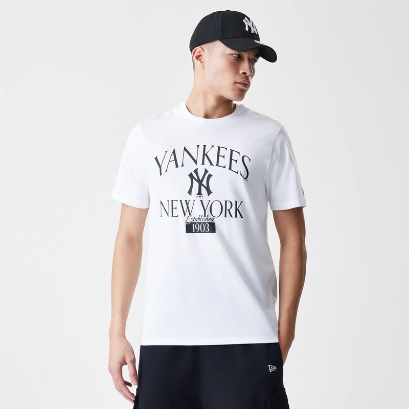 New York Yankees MLB Arch Wordmark White T-Shirt