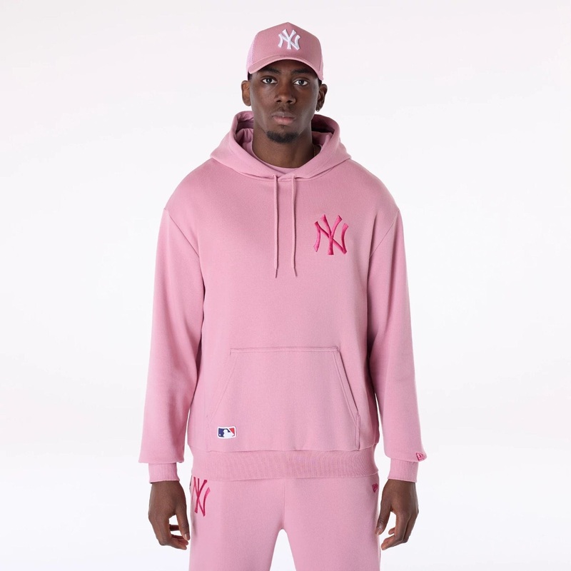 New York Yankees MLB League Essential Pink Oversized Pullover Hoodie