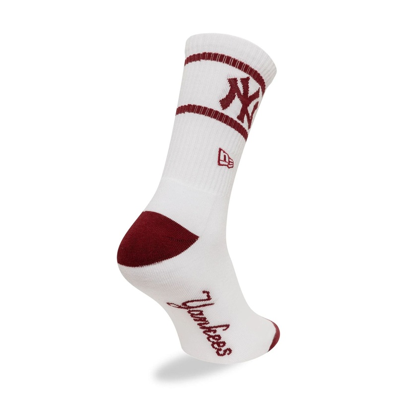 New York Yankees MLB Seasonal White and Dark Red Crew Socks