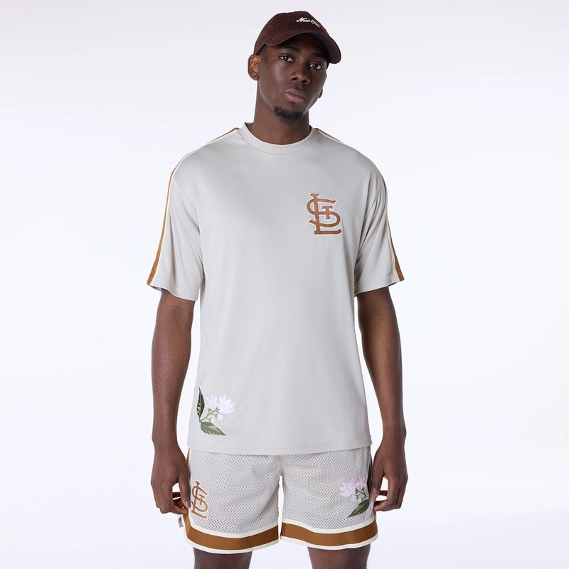St. Louis Cardinals MLB Floral Open White Oversized T-Shirt