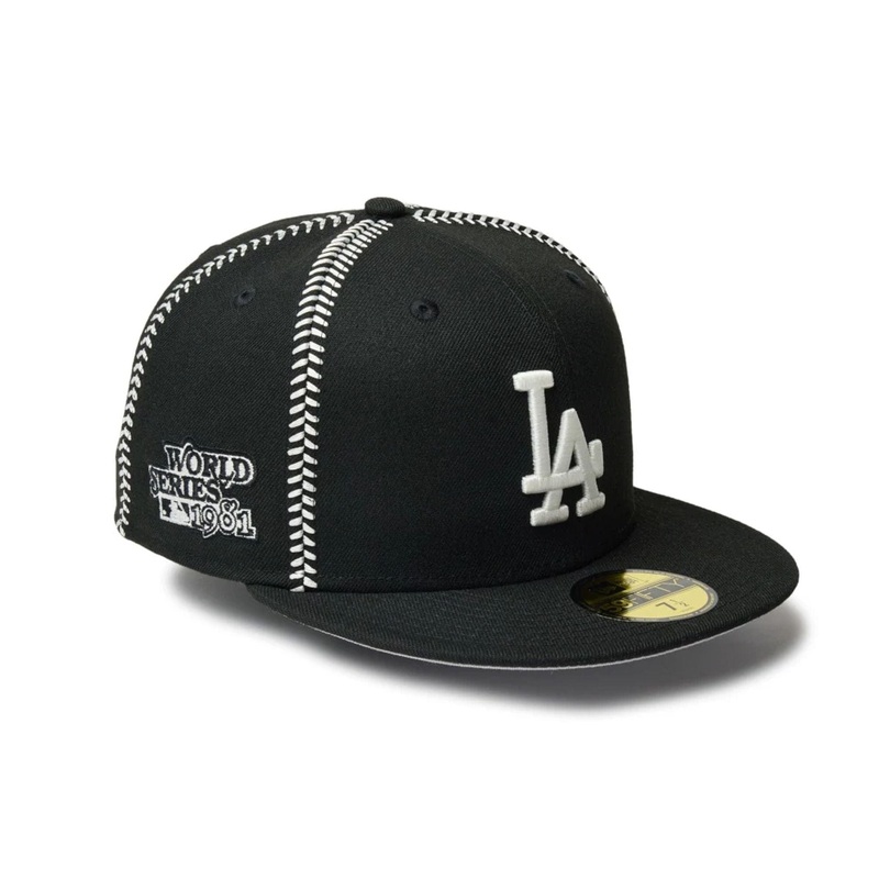 LA Dodgers MLB Ball Stitch Black 59FIFTY Fitted Cap