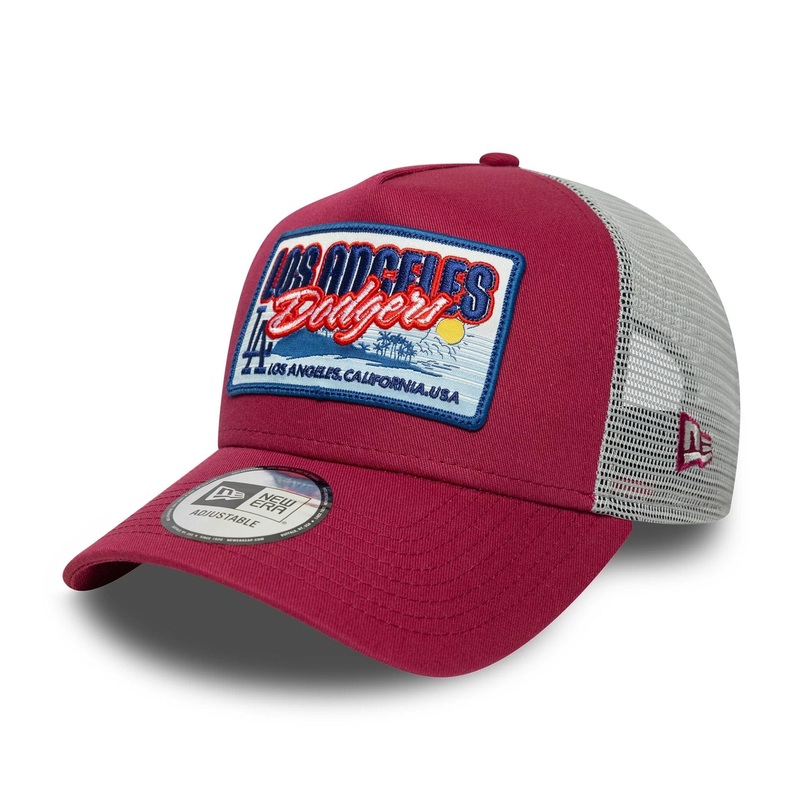 LA Dodgers MLB Patch Dark Red 9FORTY A-Frame Trucker Adjustable Cap